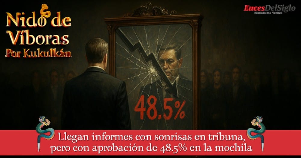 Llegan informes con sonrisas en tribuna, pero con aprobación de 48.5% en la mochila